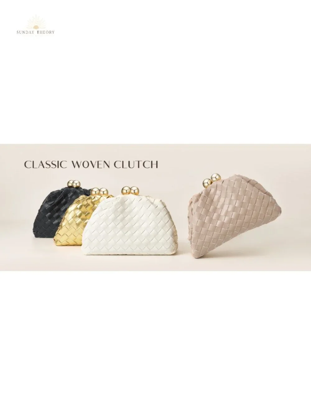 Woven Clutch Purse for Women with Detachable Chain Strap
